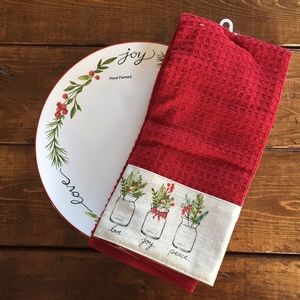 NWOT Christmas plate and towels